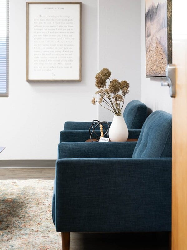 Parker Medical blue chairs in welcoming waiting area Las Vegas