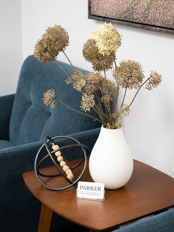 Parker Medical branded card and lounge decor Las Vegas