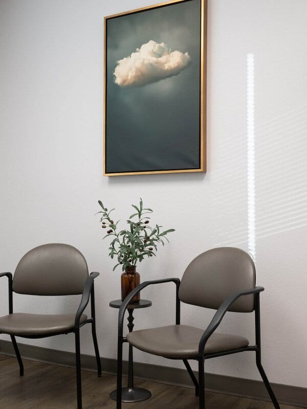 Parker Medical waiting area with cloud painting Las Vegas