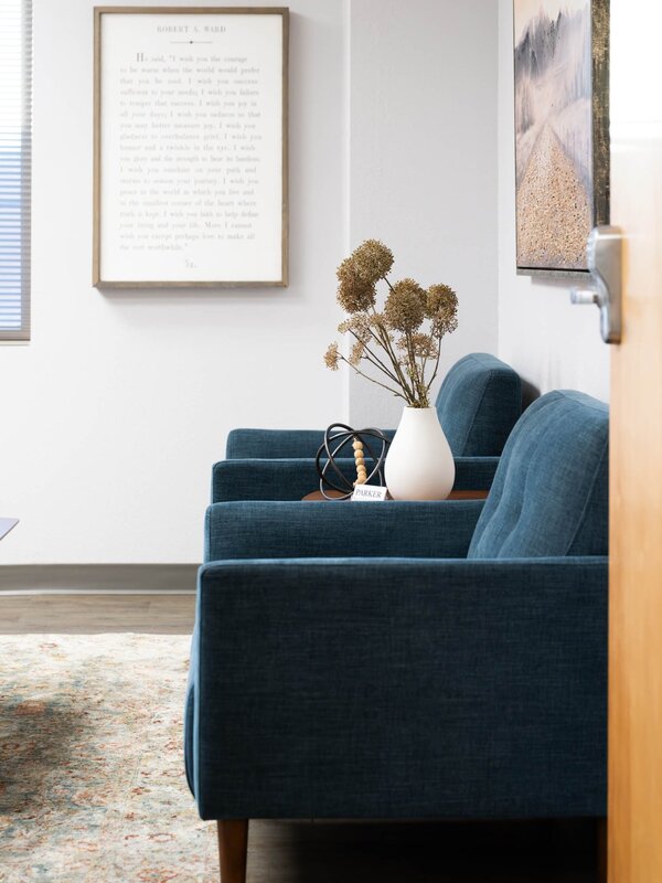Parker Medical blue chairs in welcoming waiting area Las Vegas